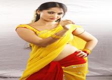 anushka yellow saree pictures