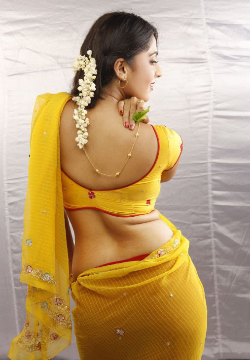 Yellow saree anushka shetty cute stills
