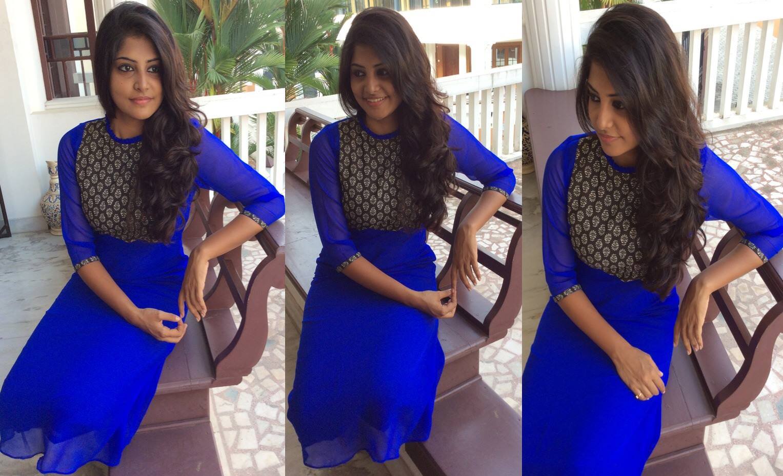 Malayalam Actress Manjima Mohan Hot Blue Churidar Photos