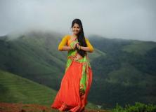 anjali green half saree pictures