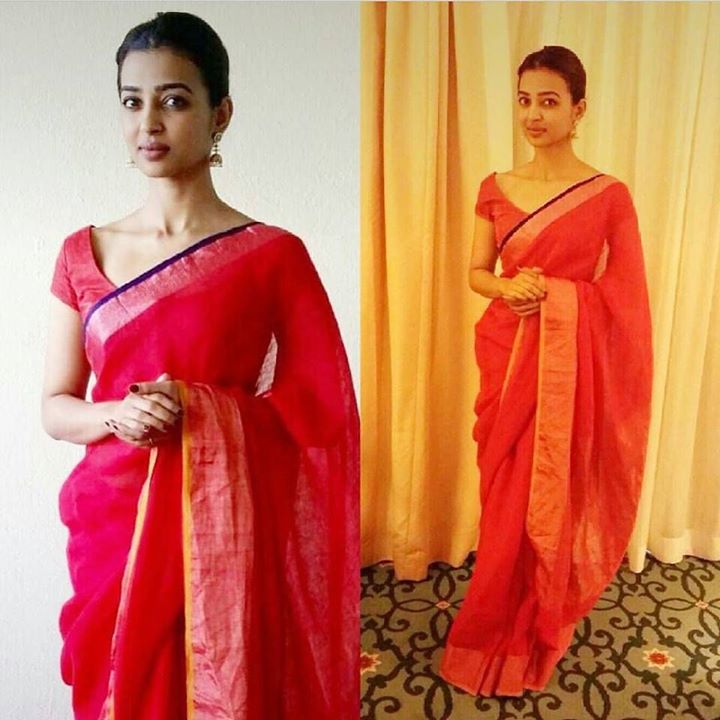 Radhika Apte In Red Saree Pictures