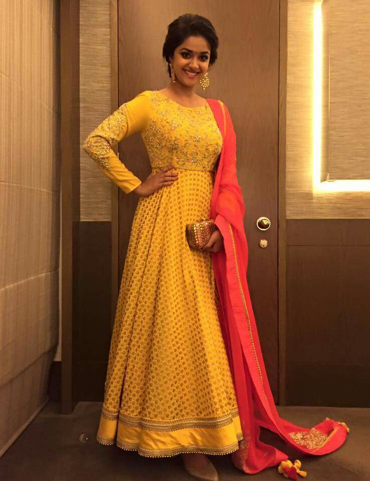 Keerthi Suresh Yellow Dress Pictures
