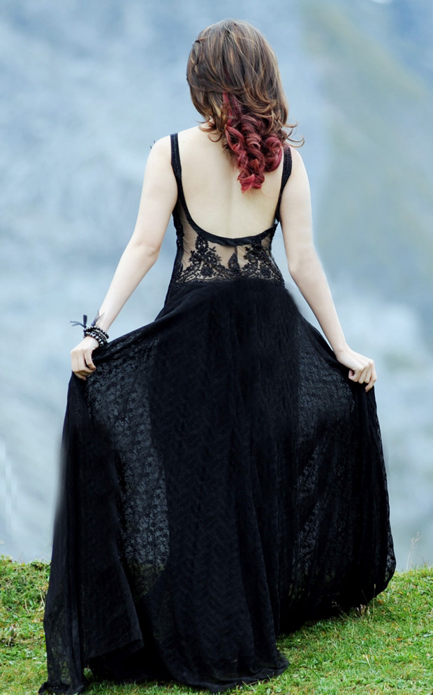 Tamanna Bhatia Black Dress Hot Backless Pictures