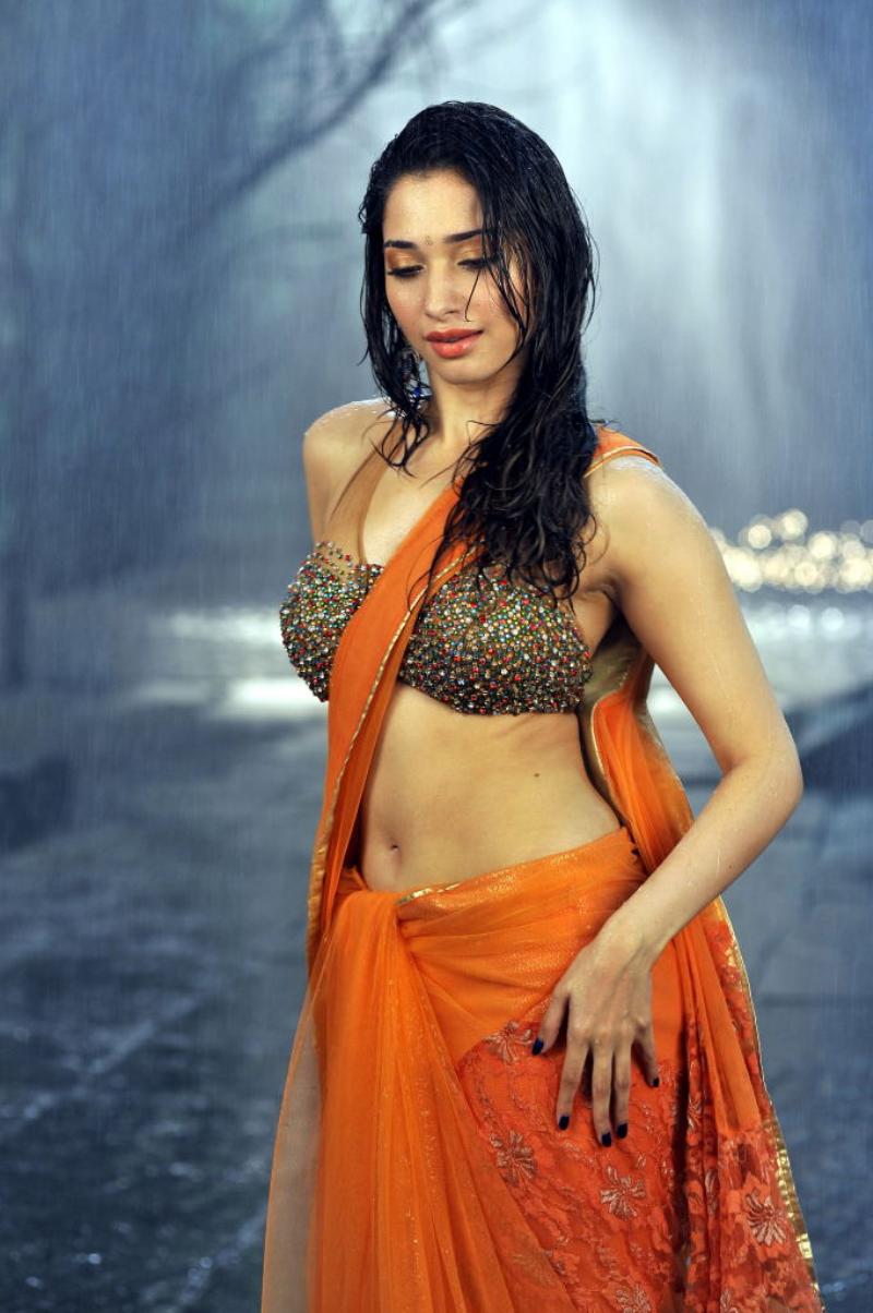 Tamanna Bhatia Wet Hot Orange Dress
