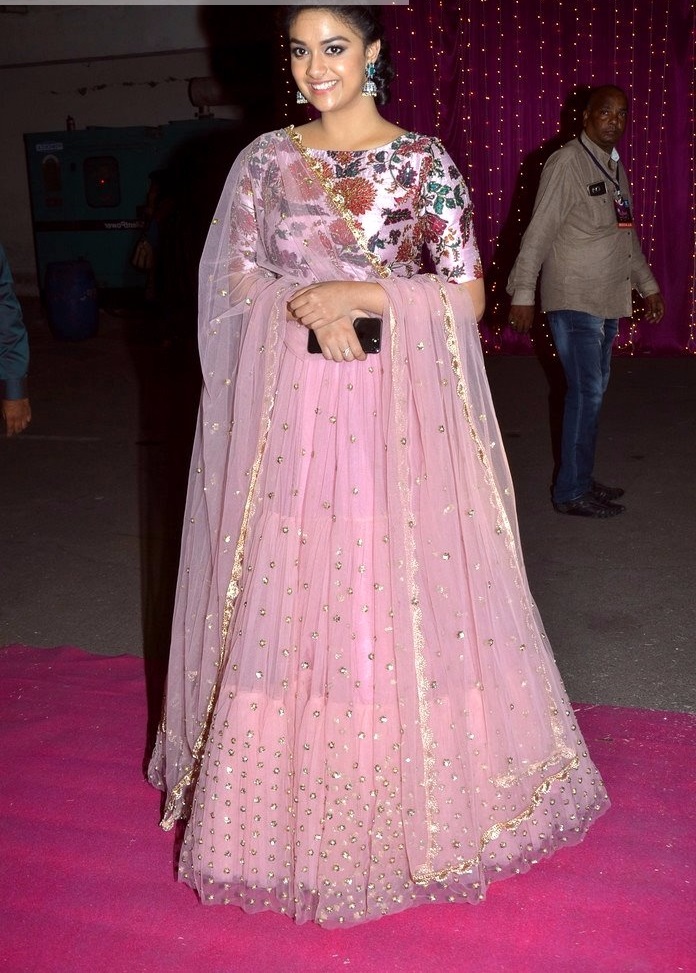 Keerthi Suresh Pink Color Dress Glamour Photos