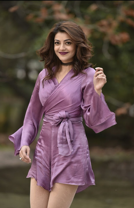 Kajal Aggarwal Purple Dress Hot Hd Pictures