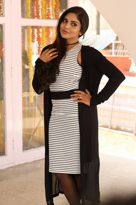 Karunya Chowdary Black And White Dress Wide Pics