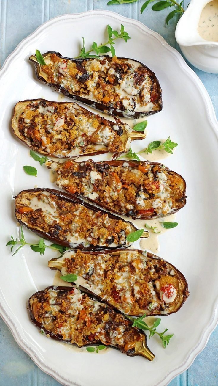 Couscous Stuffed Eggplants