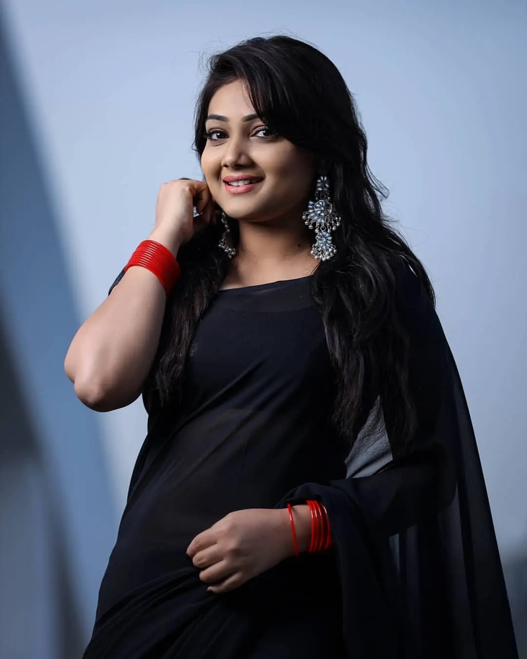 Priyanka Nalkari In Black Saree Pics