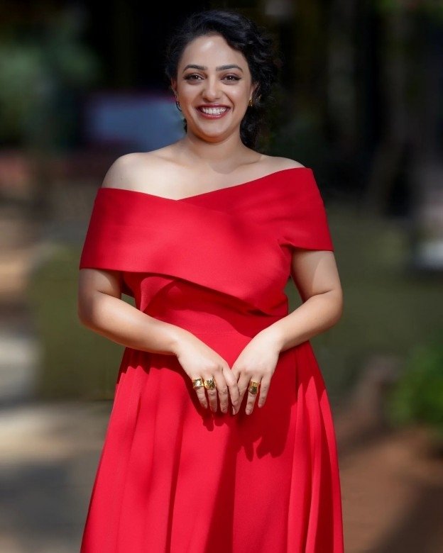 Nithya Menon In Red Dress