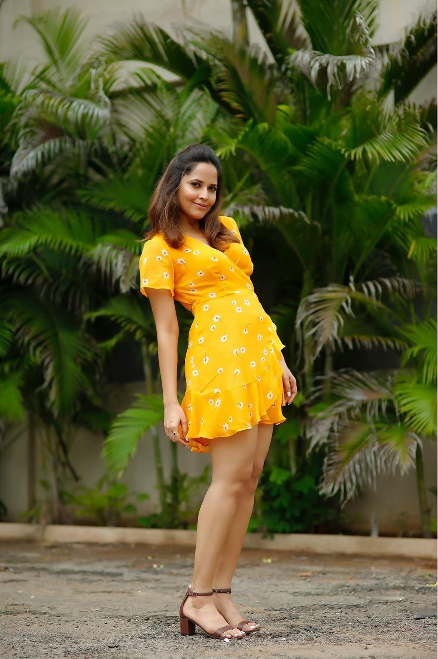 Anasuya Bharadwaj In Yellow Mini Dress