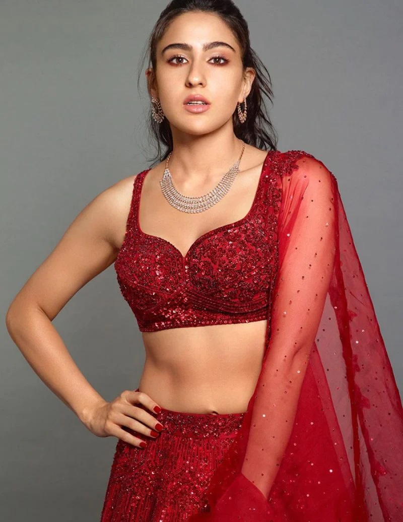 Gorgeous Actress Sara Ali Khan In Red Dress