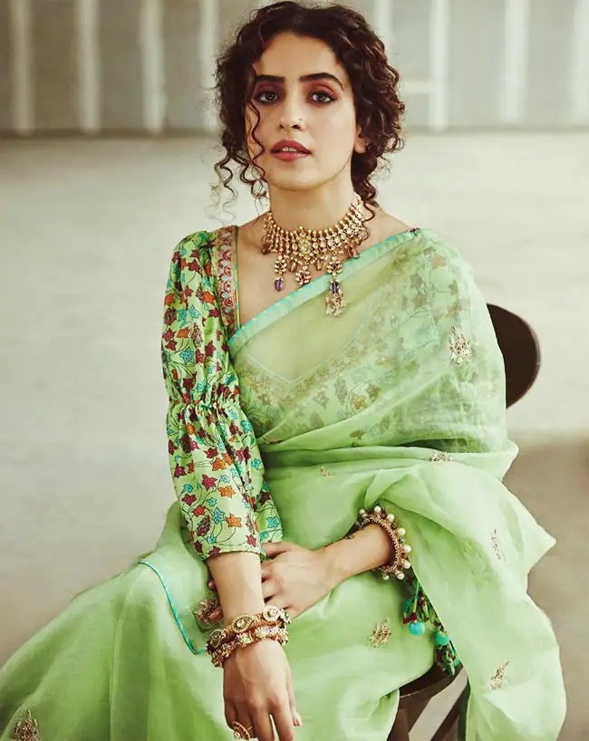 Sanya Malhotra In Green Saree