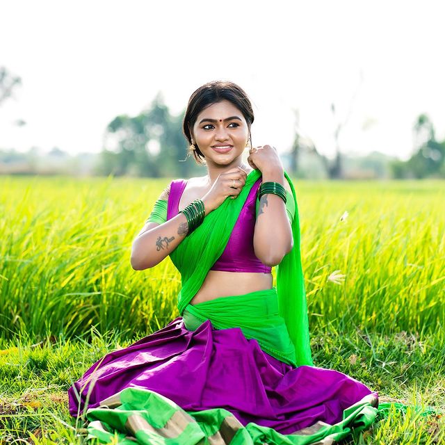 Shalu Shamu In Green Half Saree
