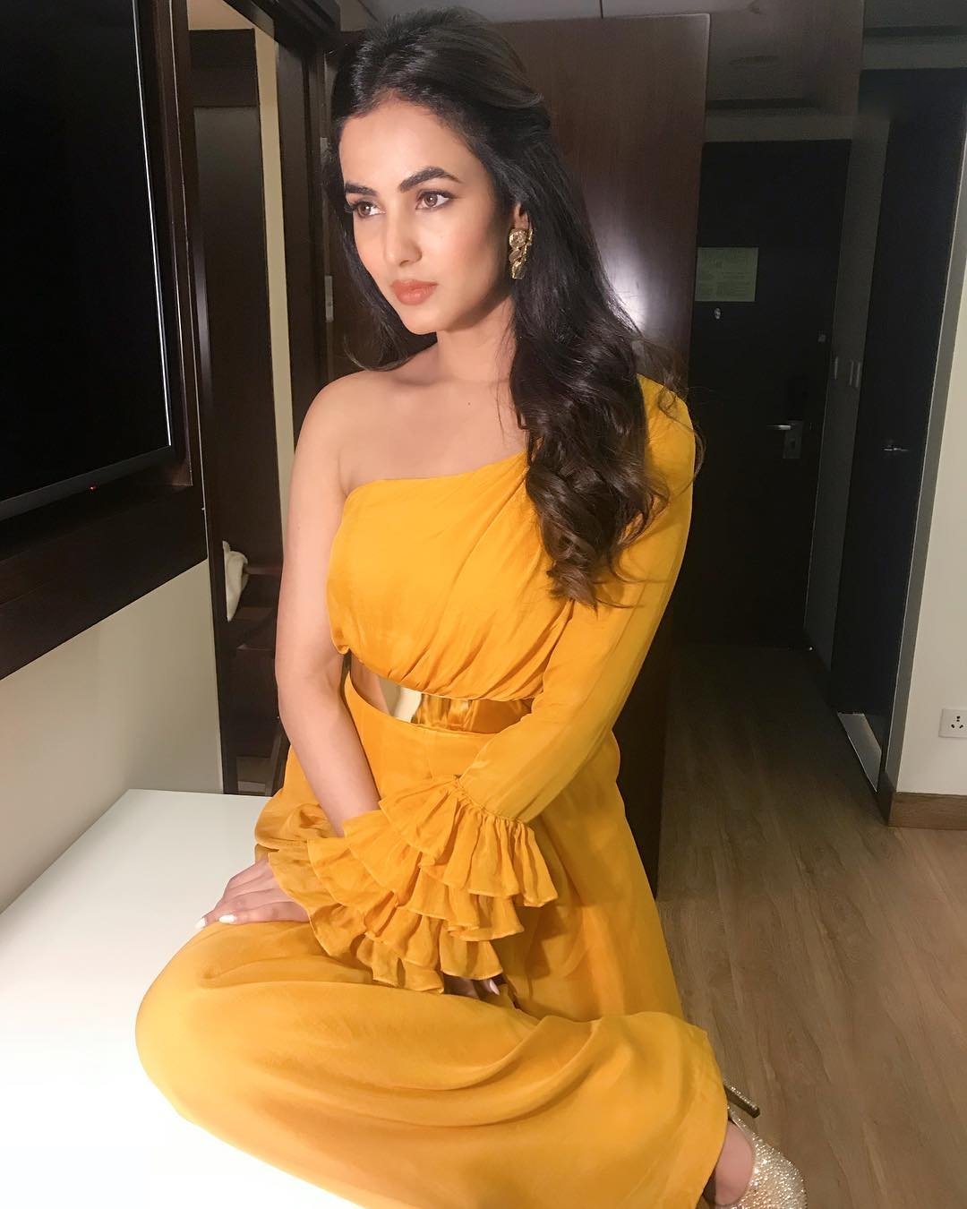 Sonal Chauhan Cute Yellow Dress Images