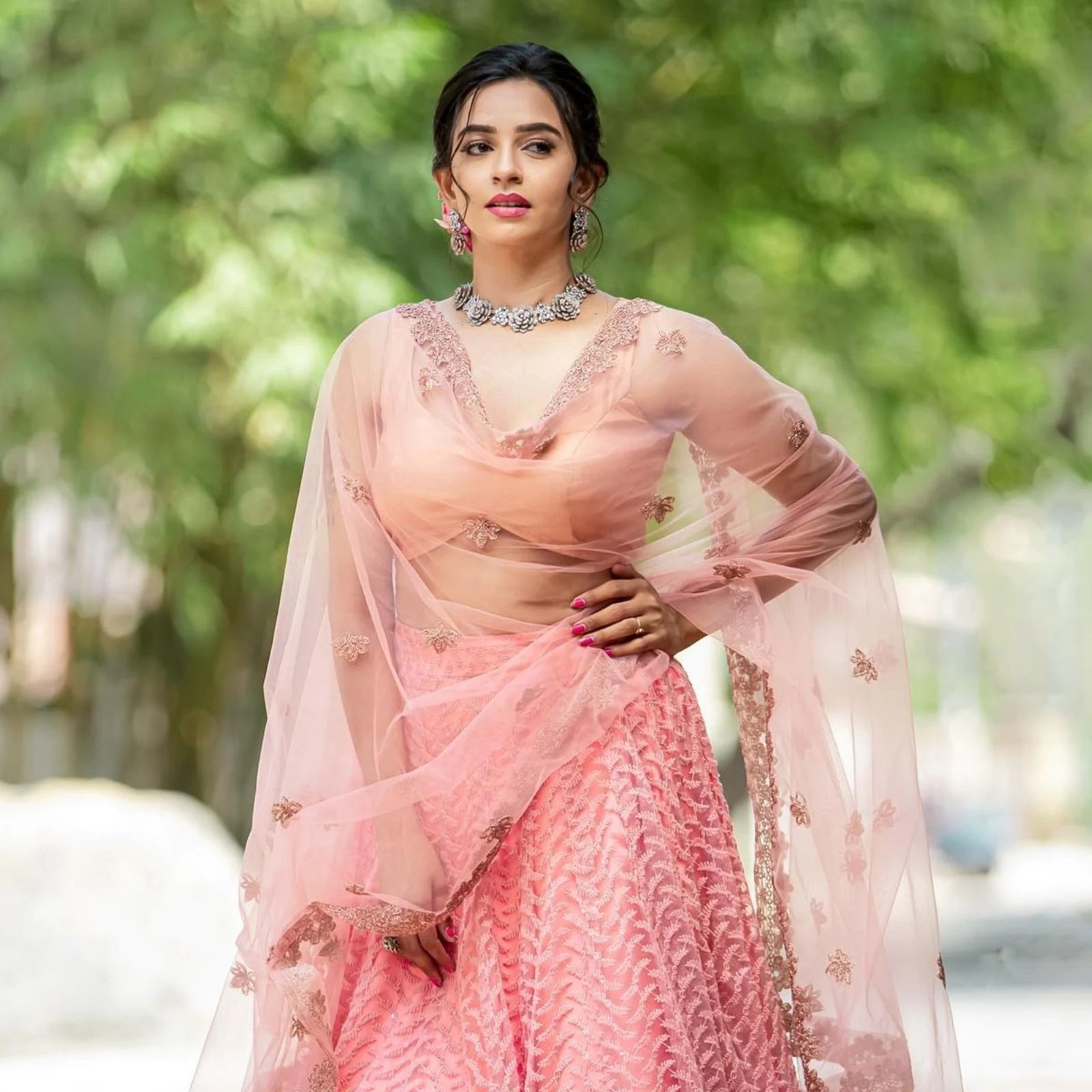 Beautiful Actress Divya Ganesh In Lehenga
