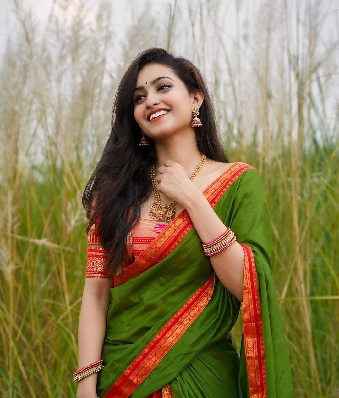 Deepika Pilli In Green Saree