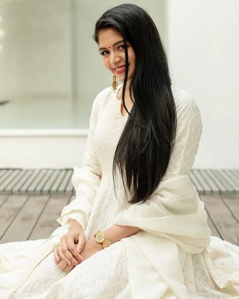 Tamil Actress Aditi Shankar In White Dress