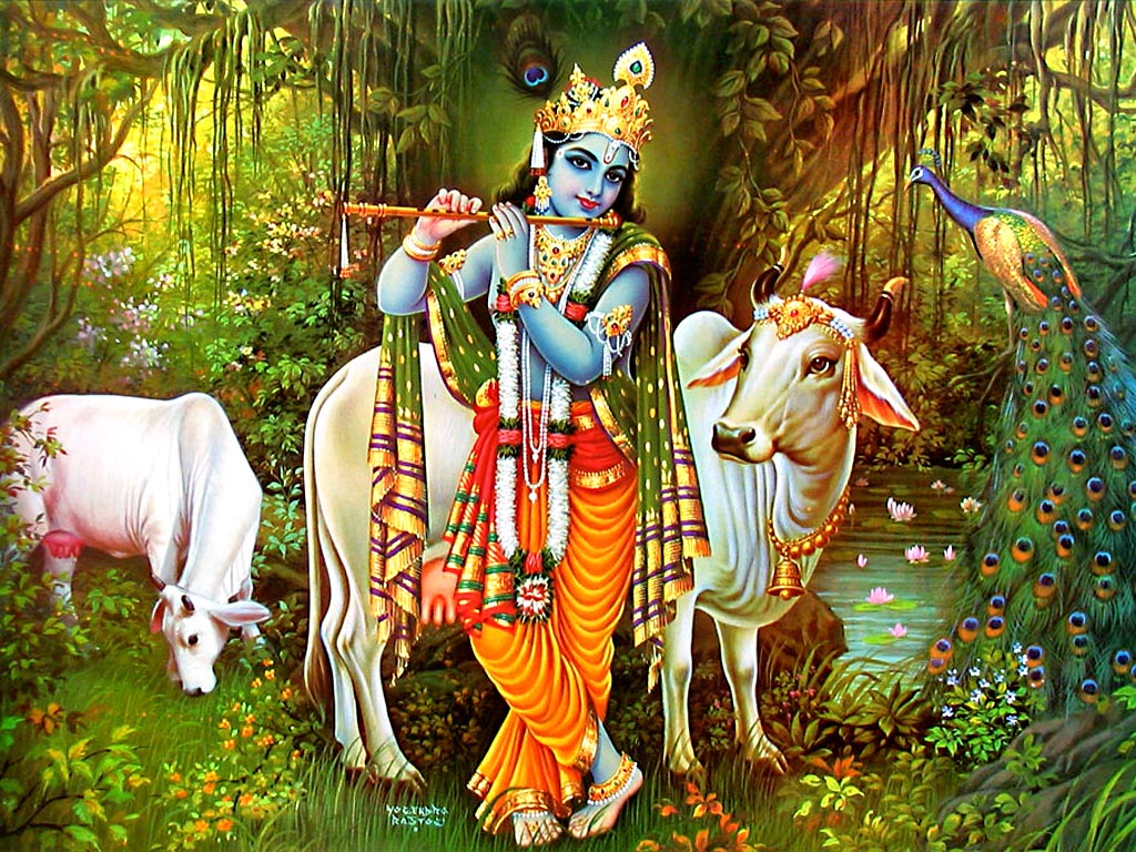 Krishna God With Cow