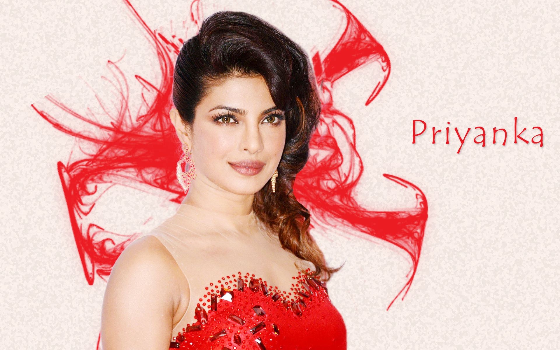 Priyanka Chopra Red Dress Wallpaper