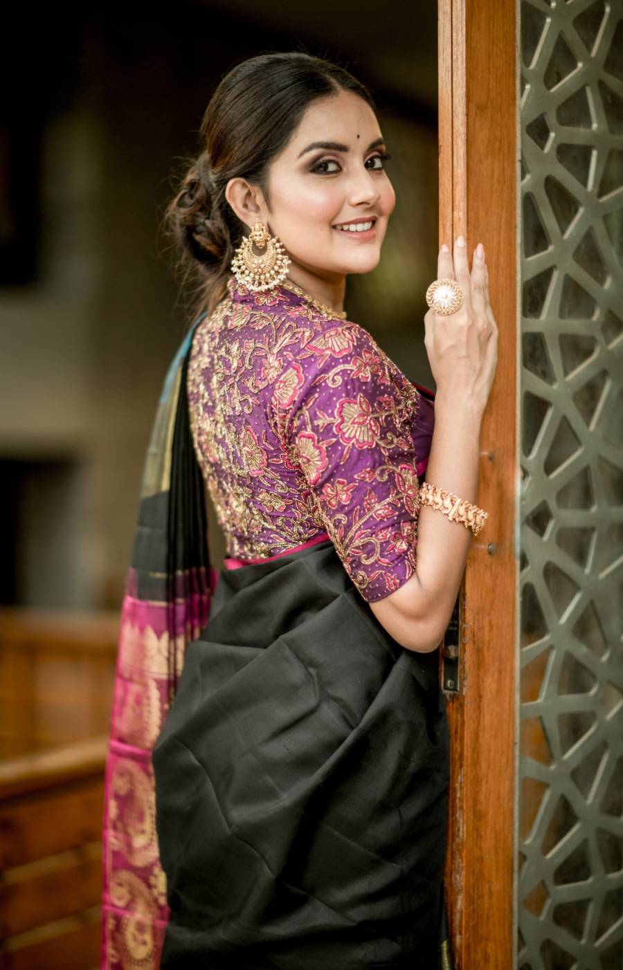 Actress Mahima Nambiar In Black Saree